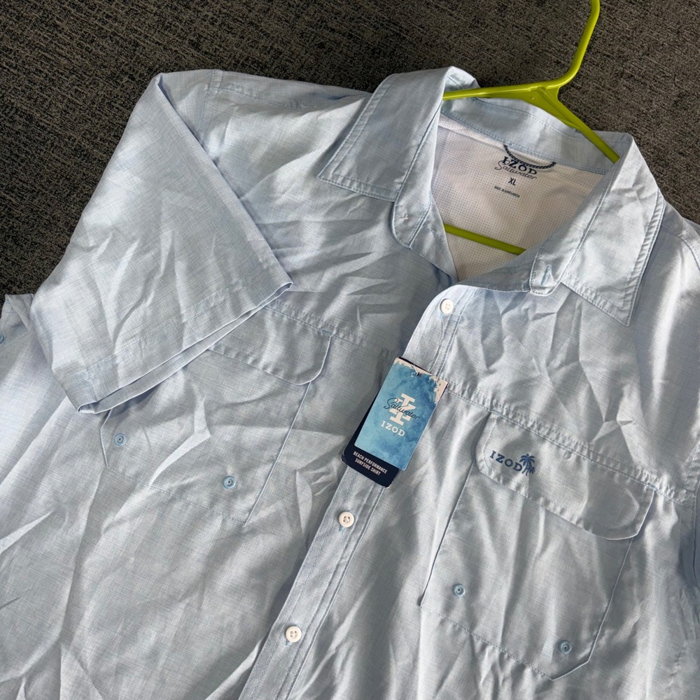 IZOD Saltwater Beach Performance Surfside Shirt XL Chambray Blue‎ IZSG B74R 436